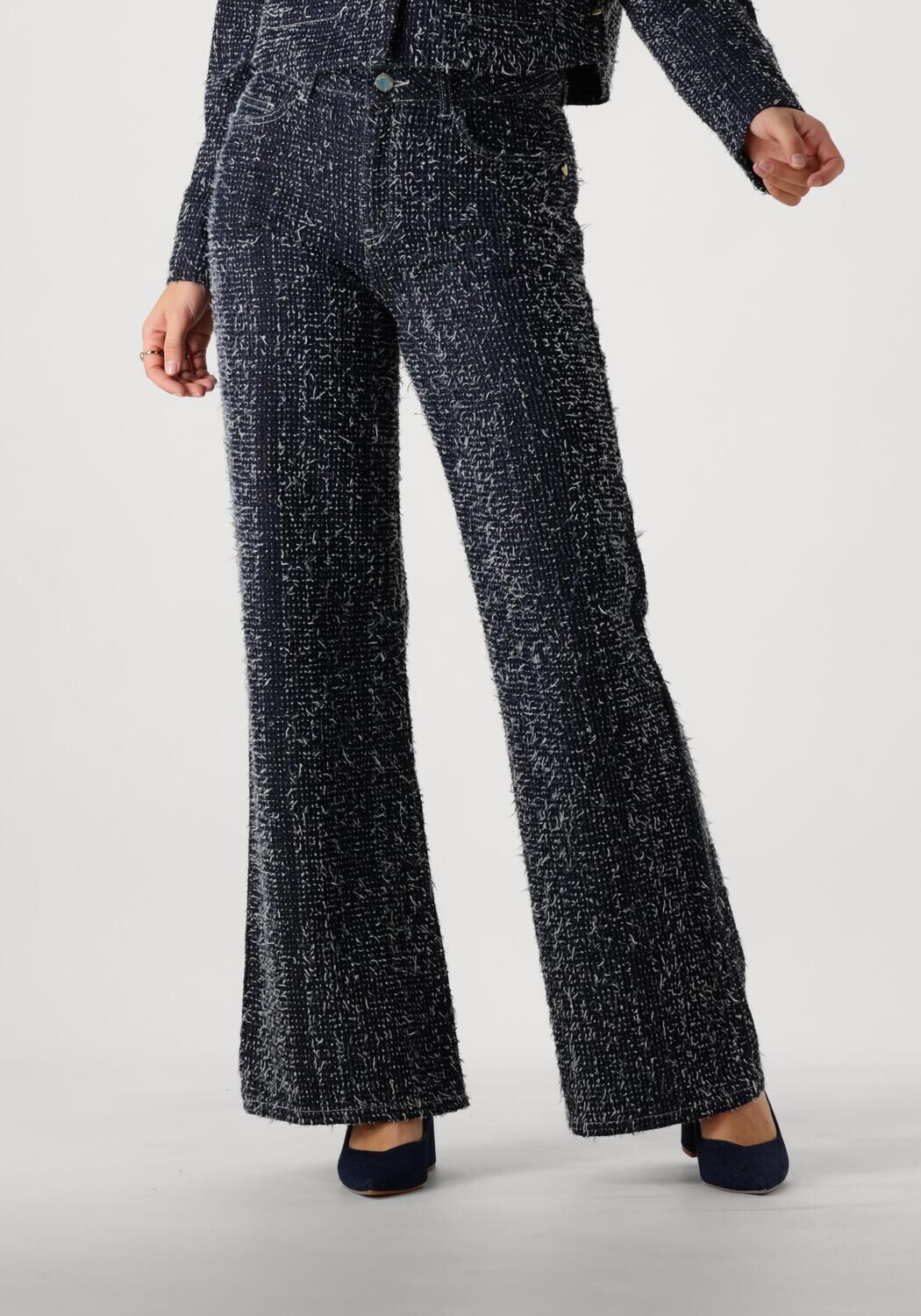 FABIENNE CHAPOT Dames Jeans Thea Wide Leg Tweed Jeans Blauw