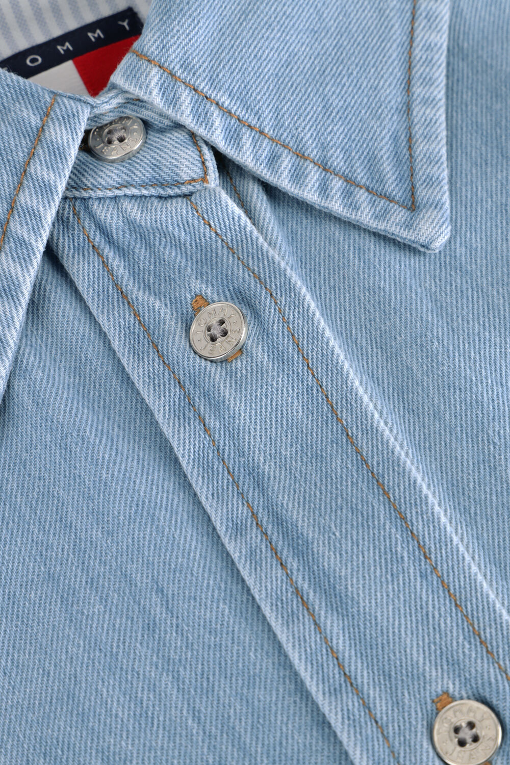 Lichtblauwe TOMMY JEANS Mini jurk SS SHIRT DRESS EXT - large