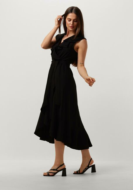 Zwarte ACCESS Midi jurk SLEEVELESS DRESS WITH RUFFLES - large