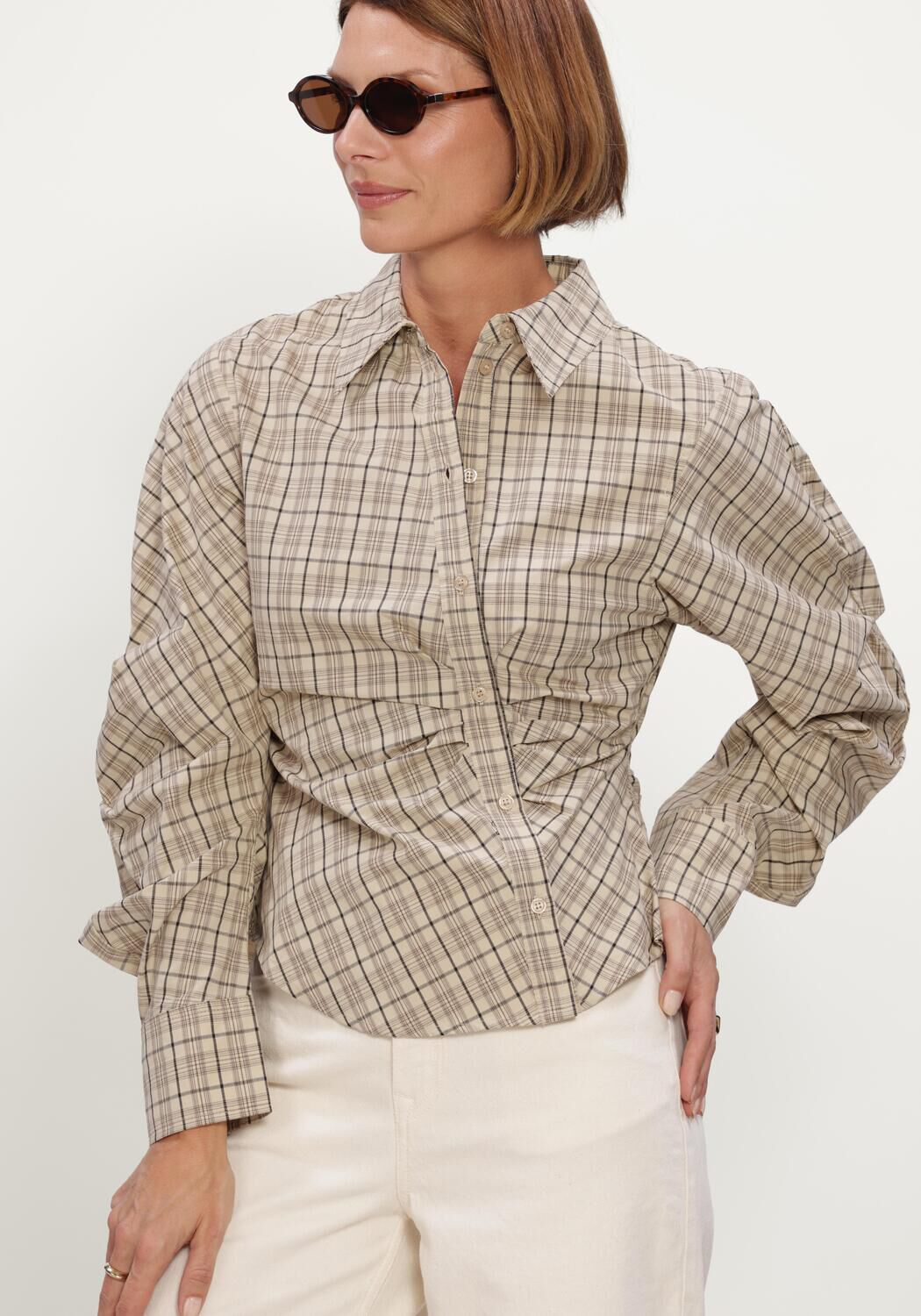 Beige NOTRE-V Blouses NV-ISA BIG CHECK - large