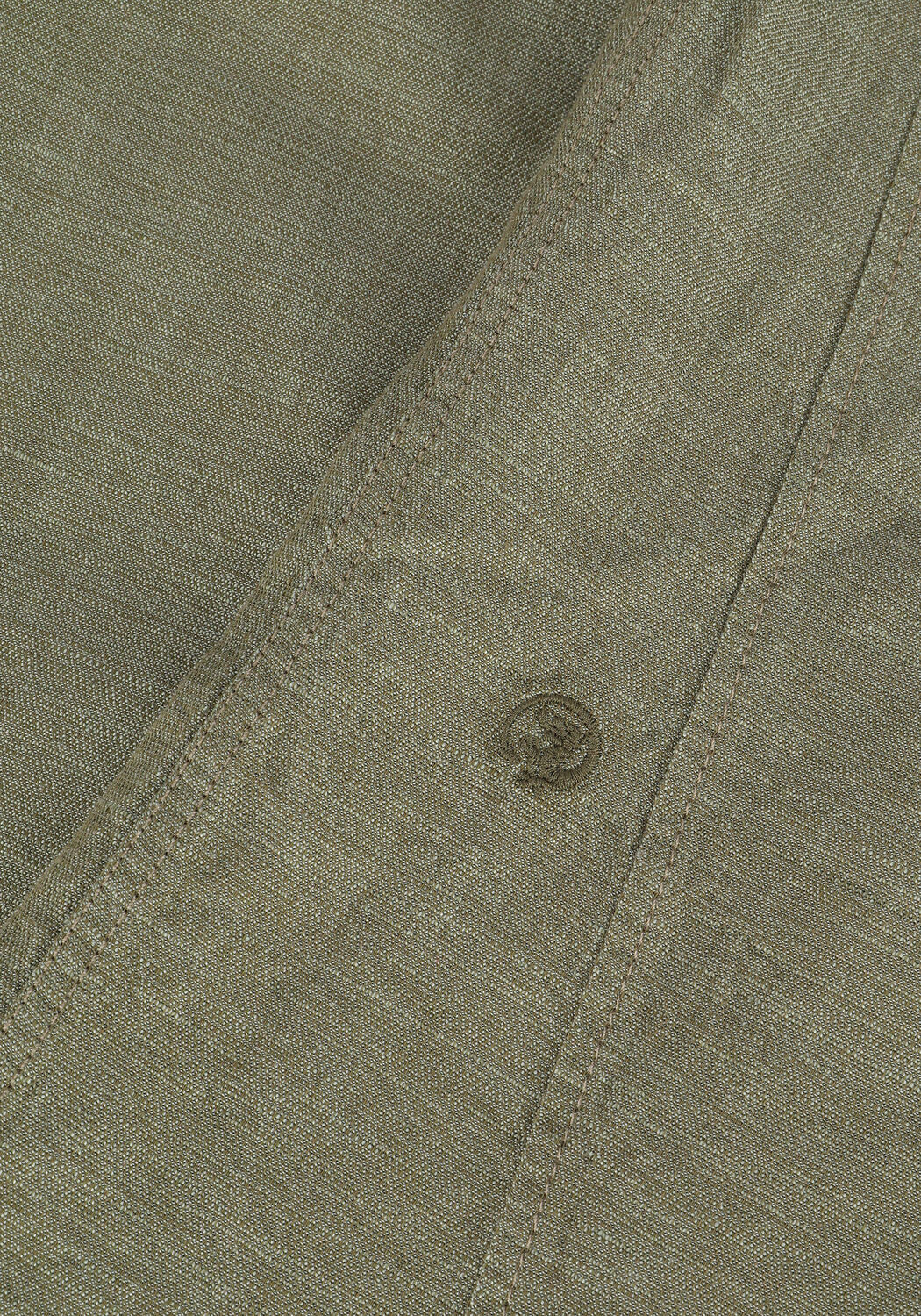 Olijf CAST IRON Casual overhemd LONG SLEEVE SHIRT COTTON LINEN DOBBY - large