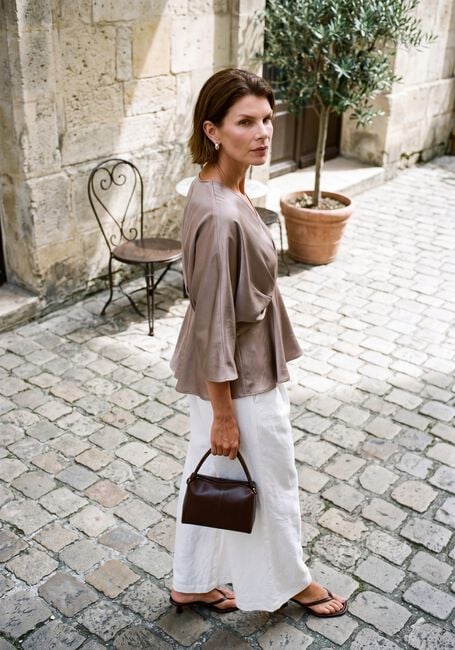 Taupe NEO NOIR Blouses RIVINA HEAVY SATEEN BLOUSE - large
