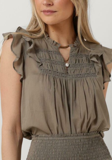 Taupe NOTRE-V Top VOILE TOP SHORT SLEEVES - large