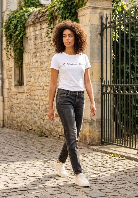 Witte CALVIN KLEIN T-shirt CORE INSTIT LOGO SLIM FIT TEE - large