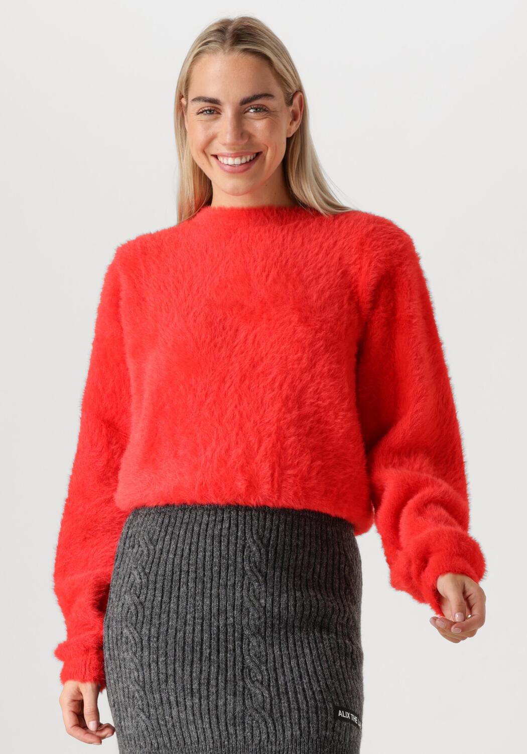 ALIX THE LABEL Dames Truien & Vesten Ladies Knitted Mohair Look Rood