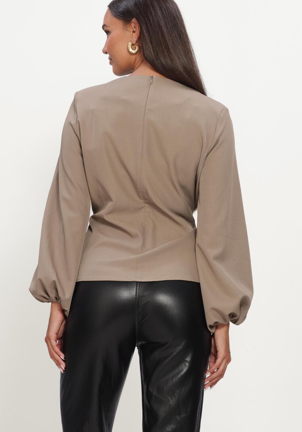 Taupe CO'COUTURE Blouses LUNACC TIE BLOUSE - large