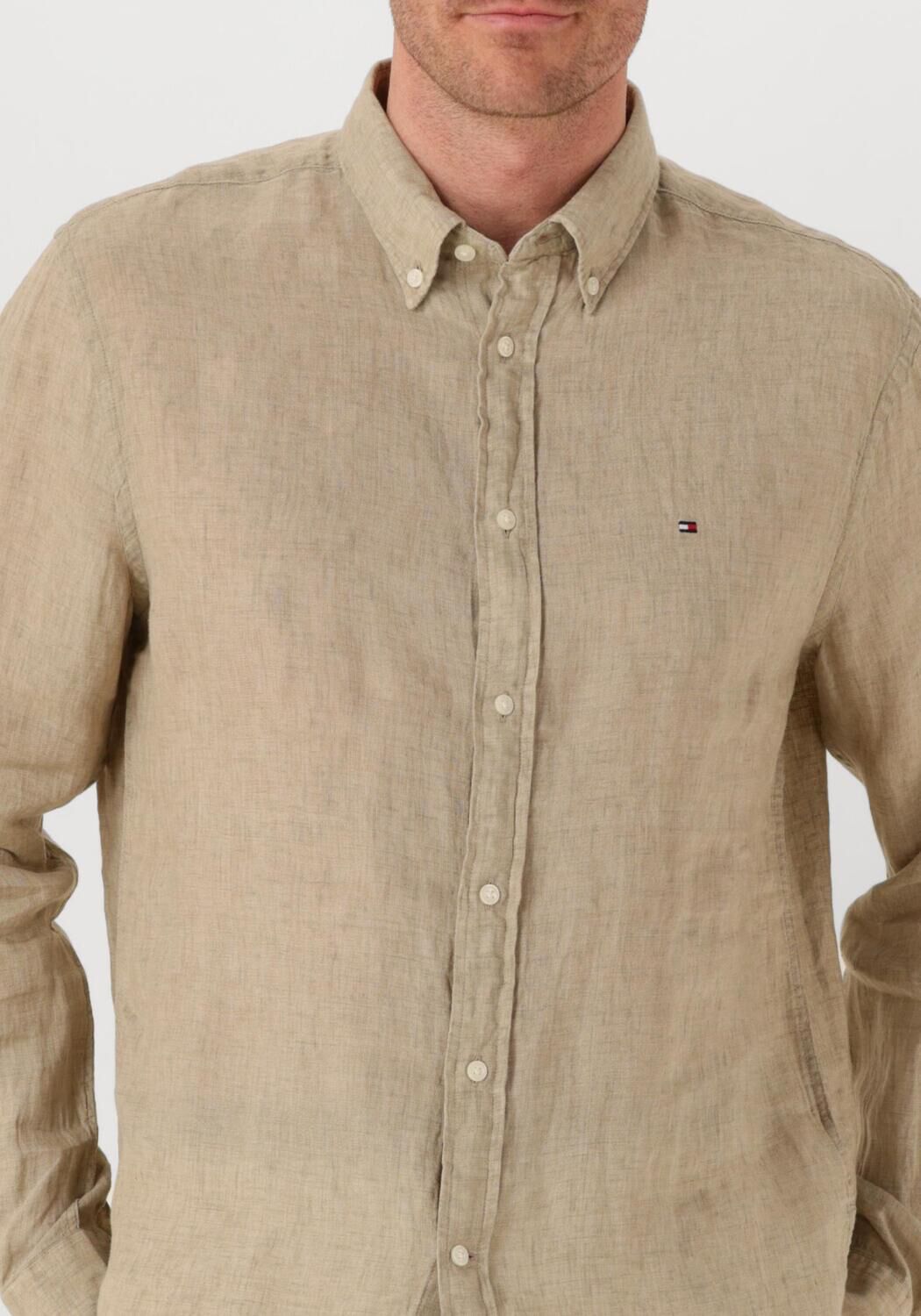 TOMMY HILFIGER Heren Overhemden Pigment Dyed Li Solid Rf Shirt Beige