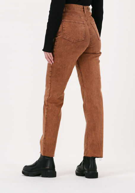 Bruine RIANNE MEIJER x NA-KD Straight leg jeans HIGH WAIST RAW EDGE DENIM - large