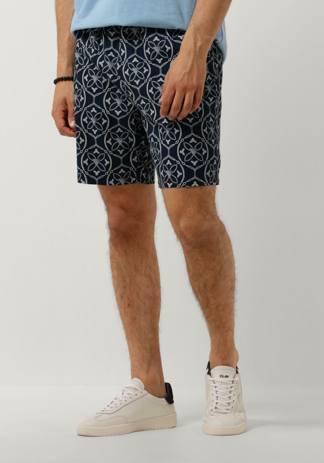 PURE PATH Heren Broeken Shorts With All-over-print And Cords Donkerblauw