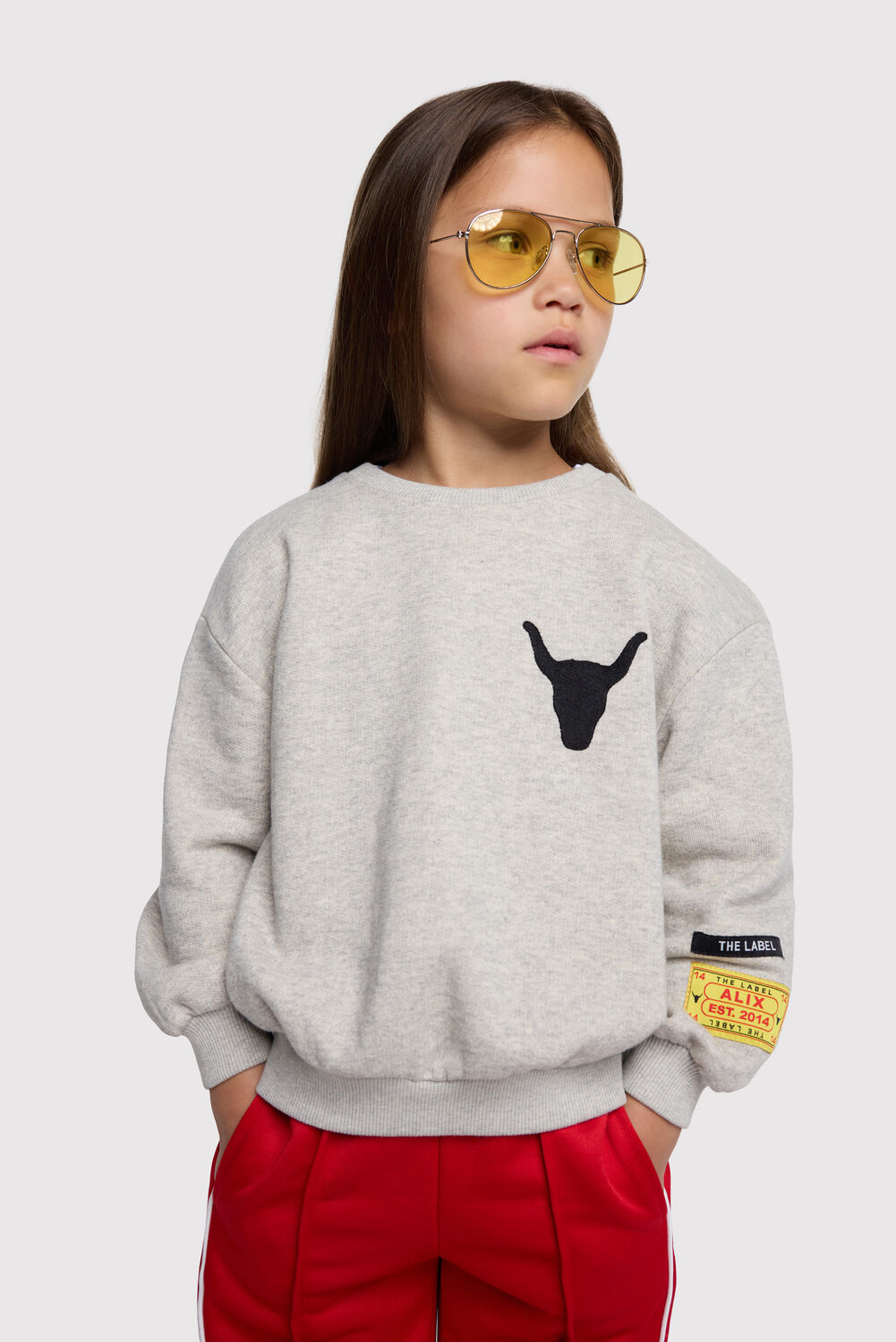 Lichtgrijze ALIX MINI Sweater KNITTED LABEL SWEATER - large