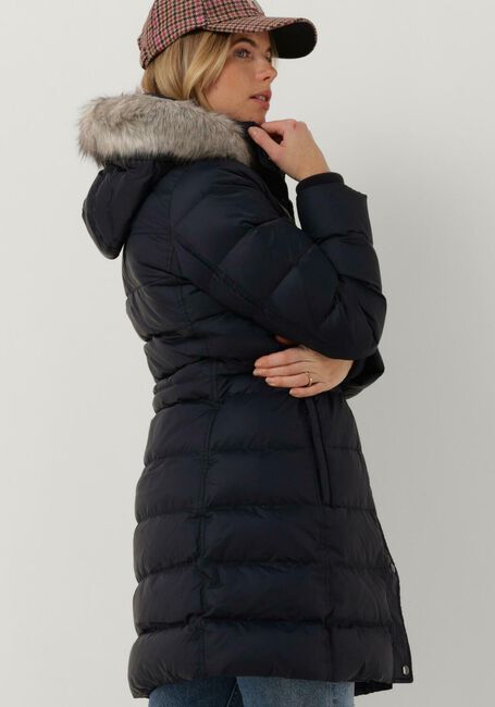 Donkerblauwe TOMMY HILFIGER Gewatteerde jas TYRA DOWN COAT WITH FUR - large
