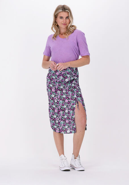 Paarse COLOURFUL REBEL Midirok DINAH SCATTERED FLOWER MIDI DRAWCORD SKIRT - large
