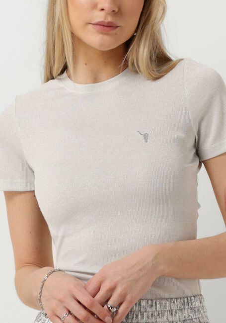 Witte ALIX THE LABEL T-shirt LADIES KNITTED LUREX RIB T-SHIRT - large