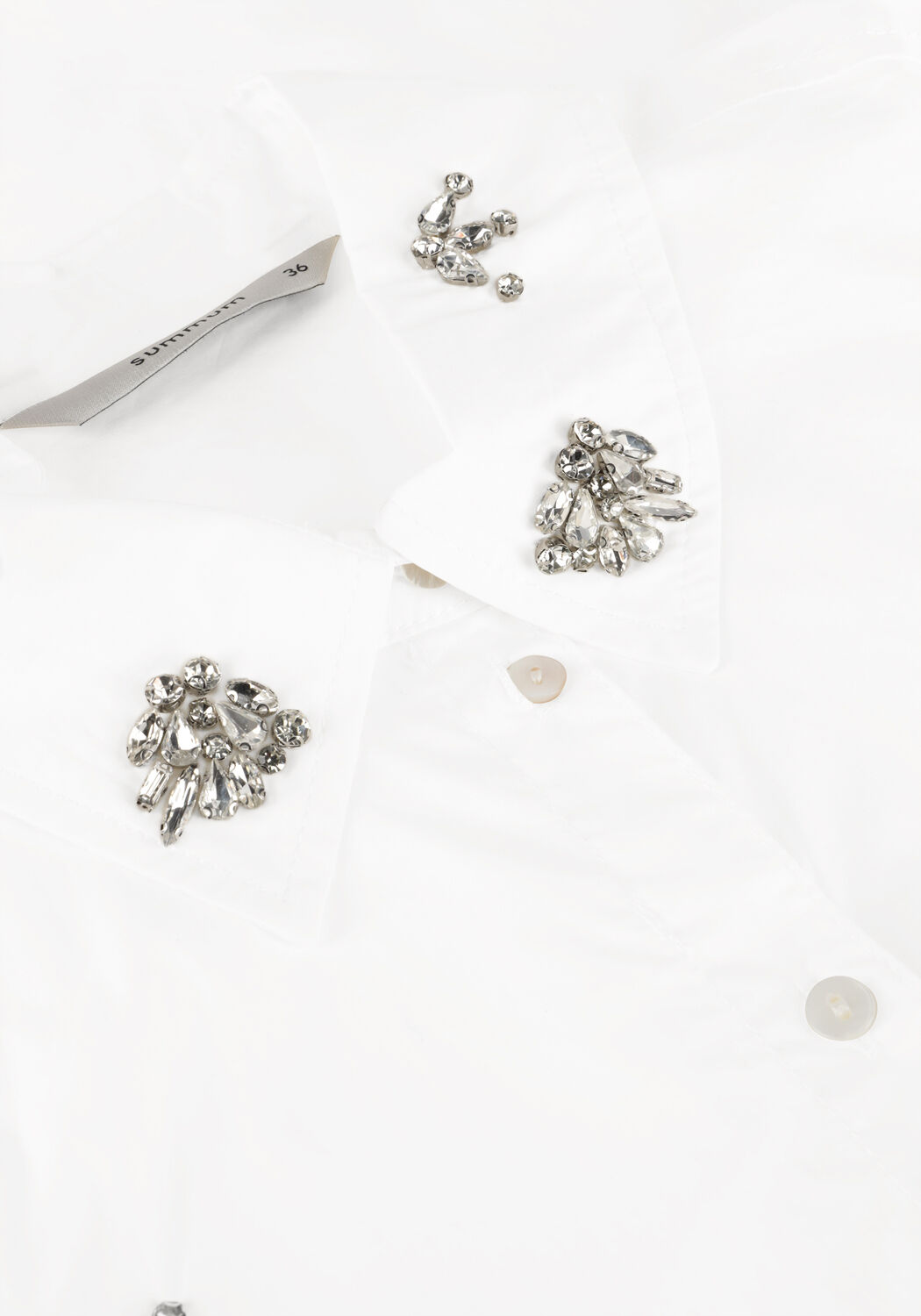 Witte SUMMUM Blouses BLOUSE CRISPY POPLIN DIAMANTS - large