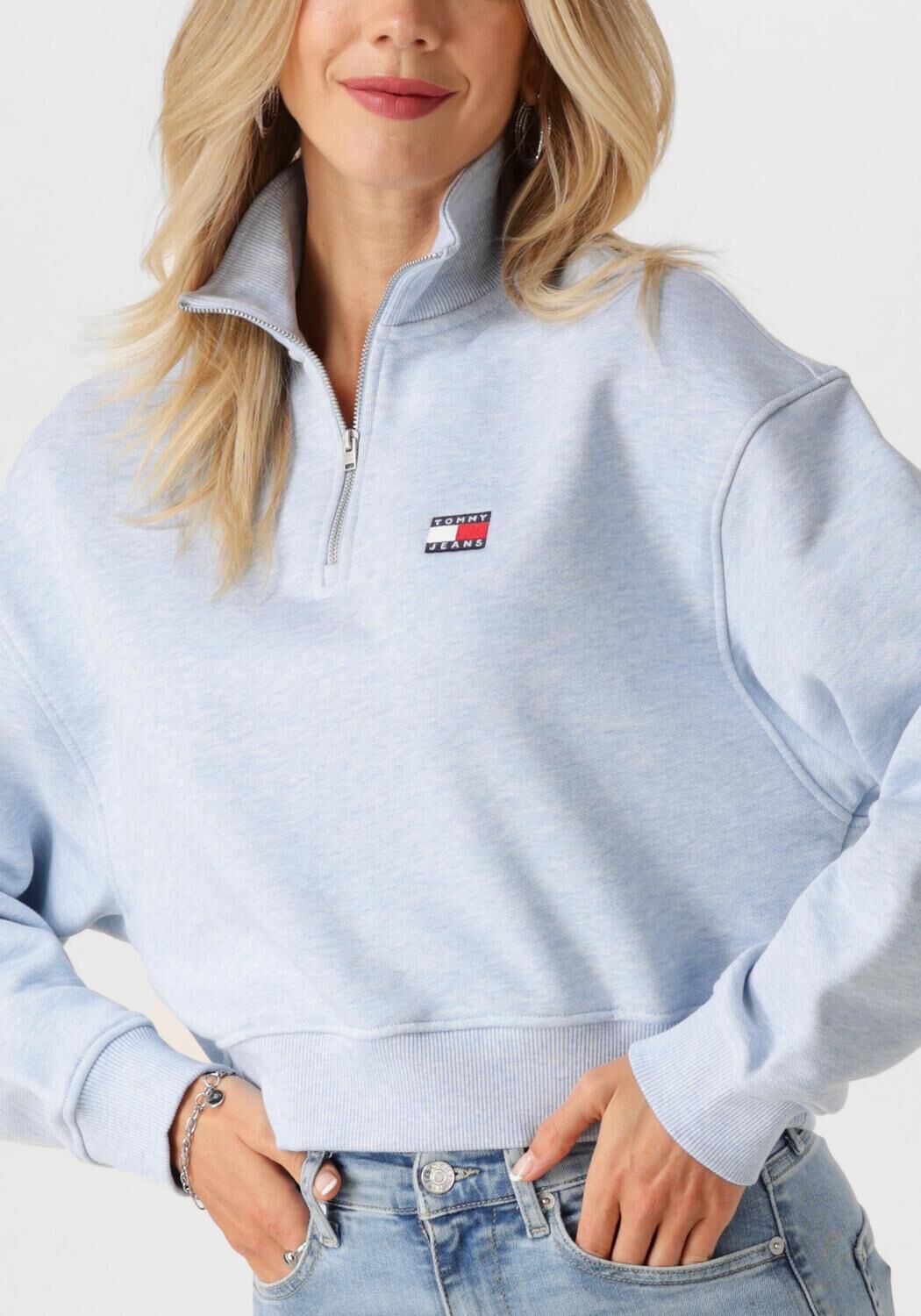 TOMMY JEANS Dames Truien & Vesten Tjw Bxy Crp Badge 1 4zip Lichtblauw
