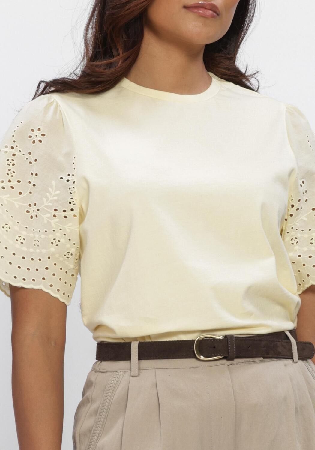 Gele Y.A.S. T-shirt YASLEX SS TOP W. EMB SLEEVES S. - large