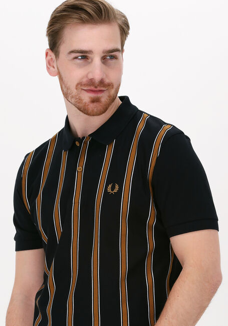 Zwarte FRED PERRY Polo TEXTURED STRIPE POLO SHIRT - large