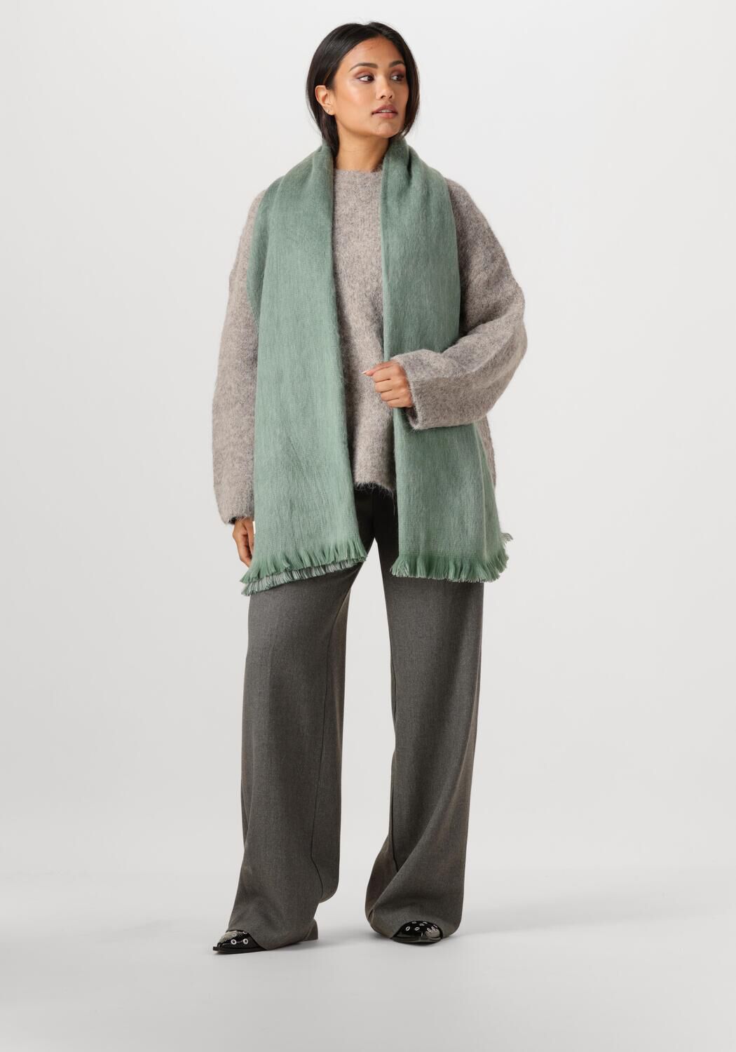 Groene ALPACA LOCA Sjaal DOUBLE SCARF - large