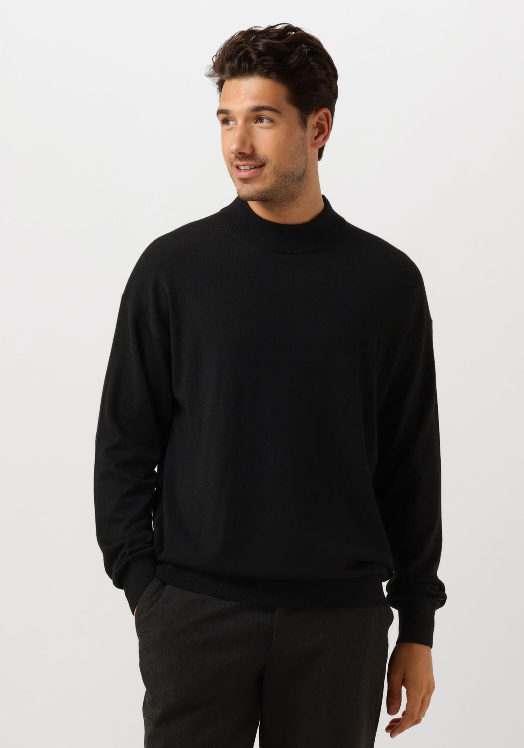 SCOTCH & SODA Heren Truien & Vesten Dropped Shoulder Mock Neck Pullover Zwart