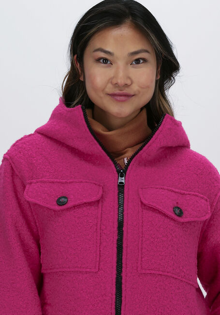Roze BEAUMONT Teddy jas BOUCLE LONG HOODED JACKET - large