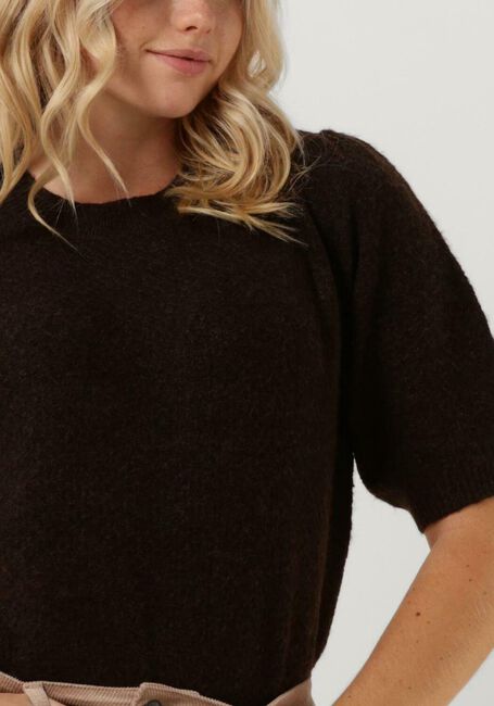 Bruine CC HEART Trui ELSA DIAMOND KNIT BLOUSE, SHORT SLEEVES - large