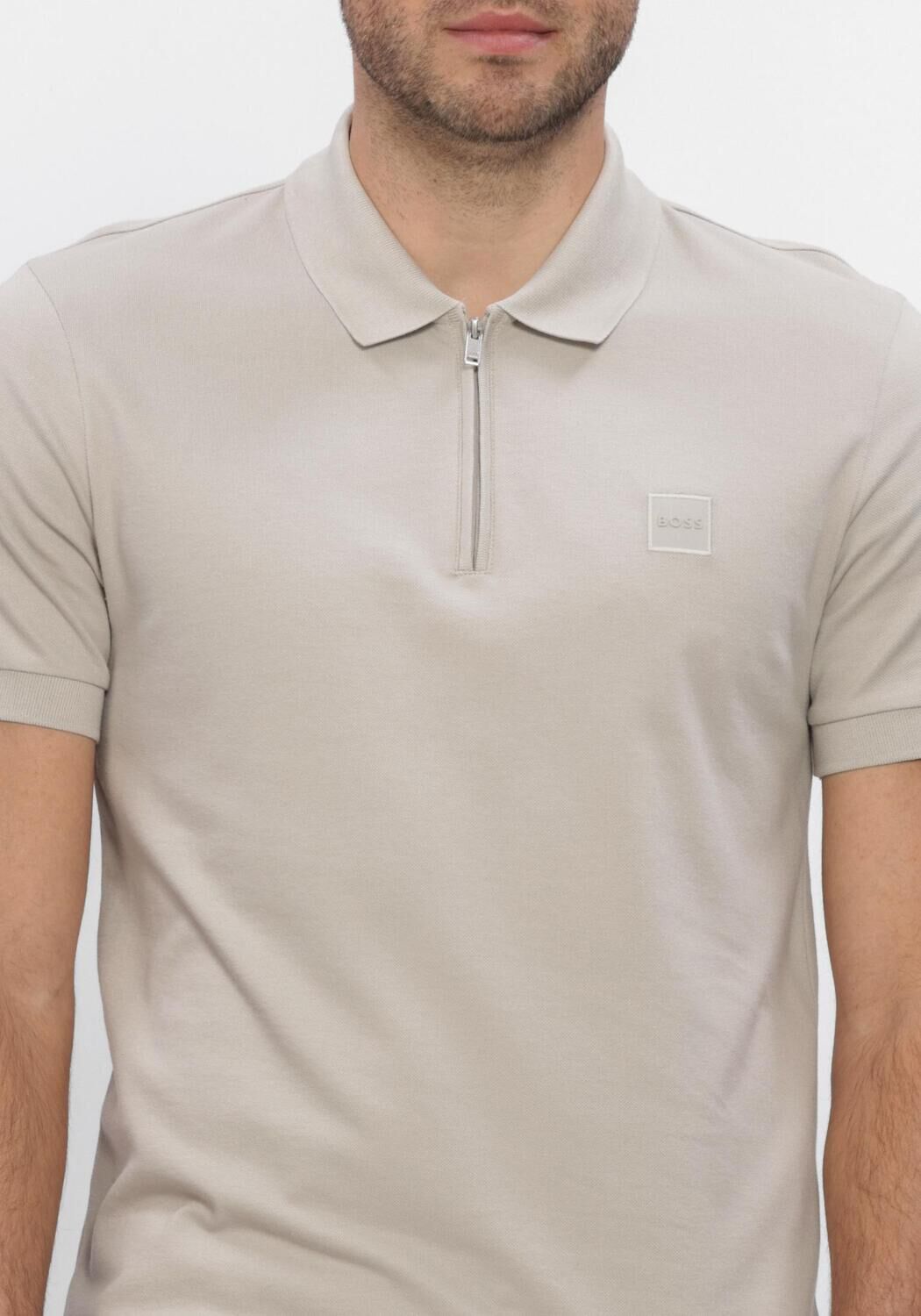 Grijze BOSS ORANGE Polo PASSERZIP - large