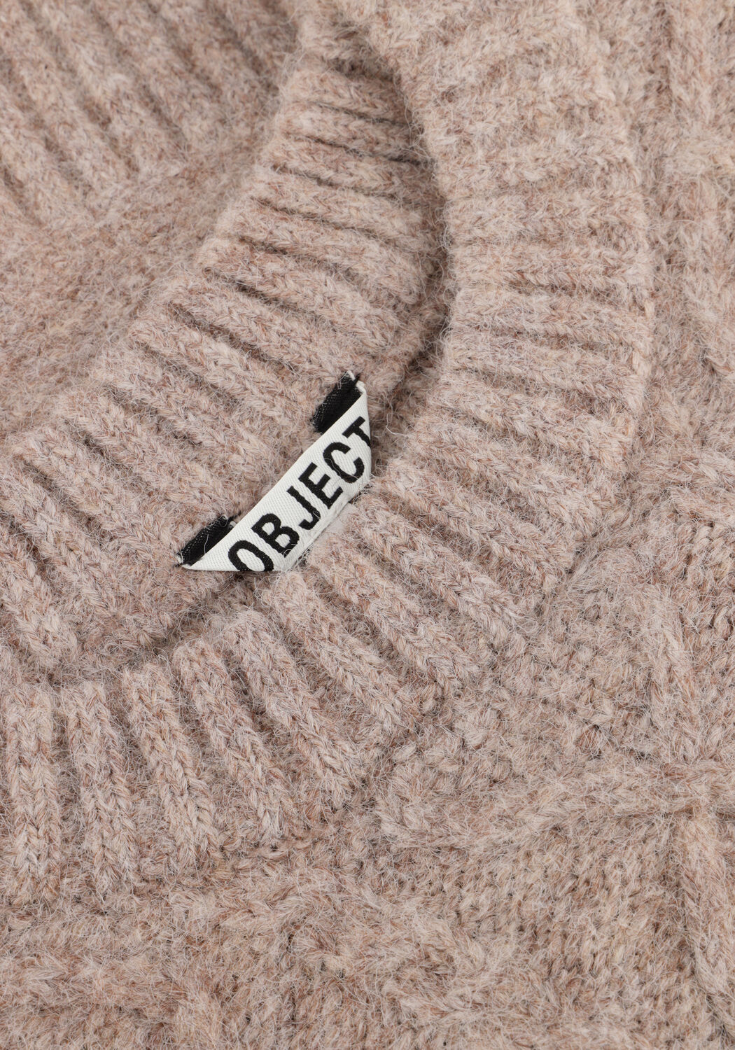 Beige OBJECT Trui OBJSAGGIA LO CABLE KNIT PULLOVER DIV - large