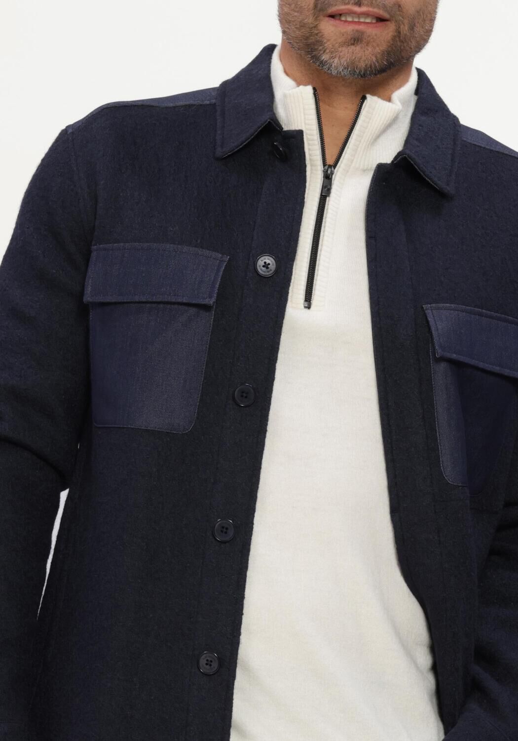 Donkerblauwe BLUE INDUSTRY Overshirt SHIRTJACKET - large