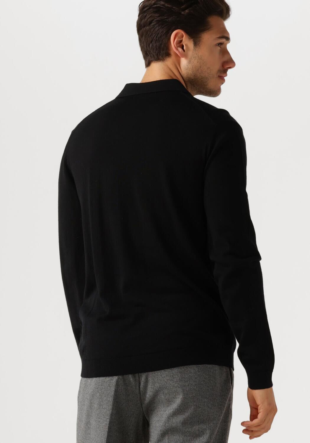 SELECTED HOMME Heren Truien & Vesten Slhtray Ls Knit Merino Polo Zwart