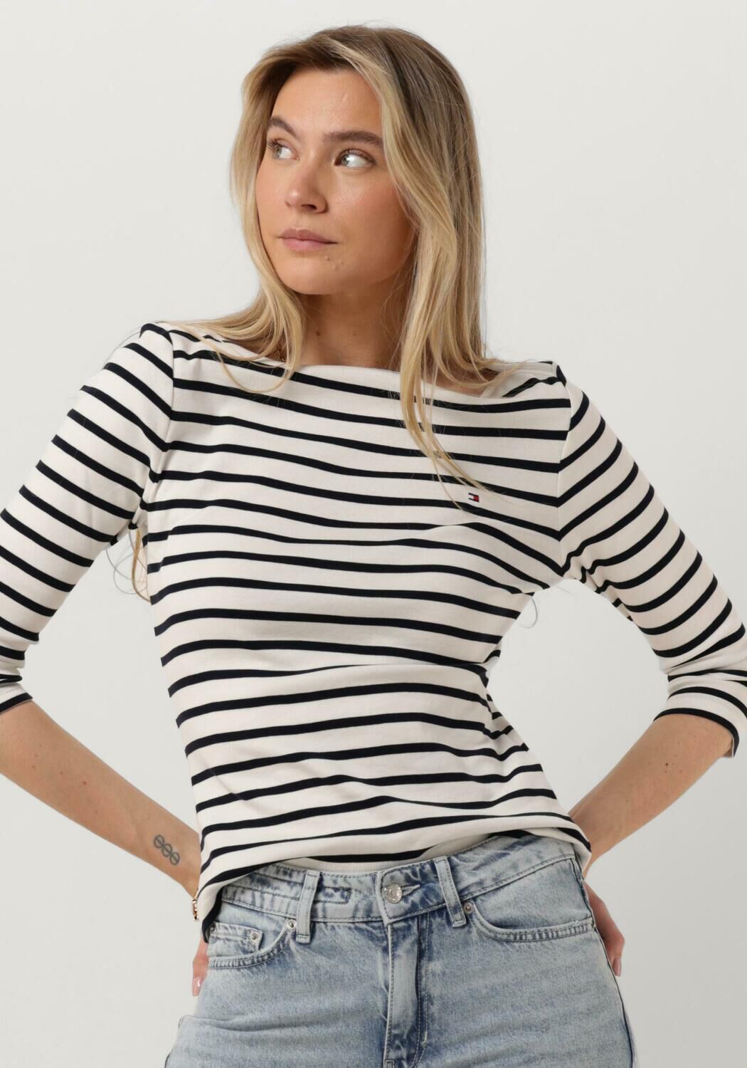 TOMMY HILFIGER Dames Tops & T-shirts New Cody Slim Boat-nk 3 4 Sleeve Wit