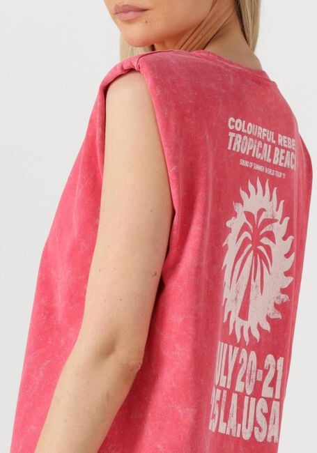 Roze COLOURFUL REBEL Midi jurk TROPICAL BEACH TOUR ACID WASH PADDED DRESS SL - large
