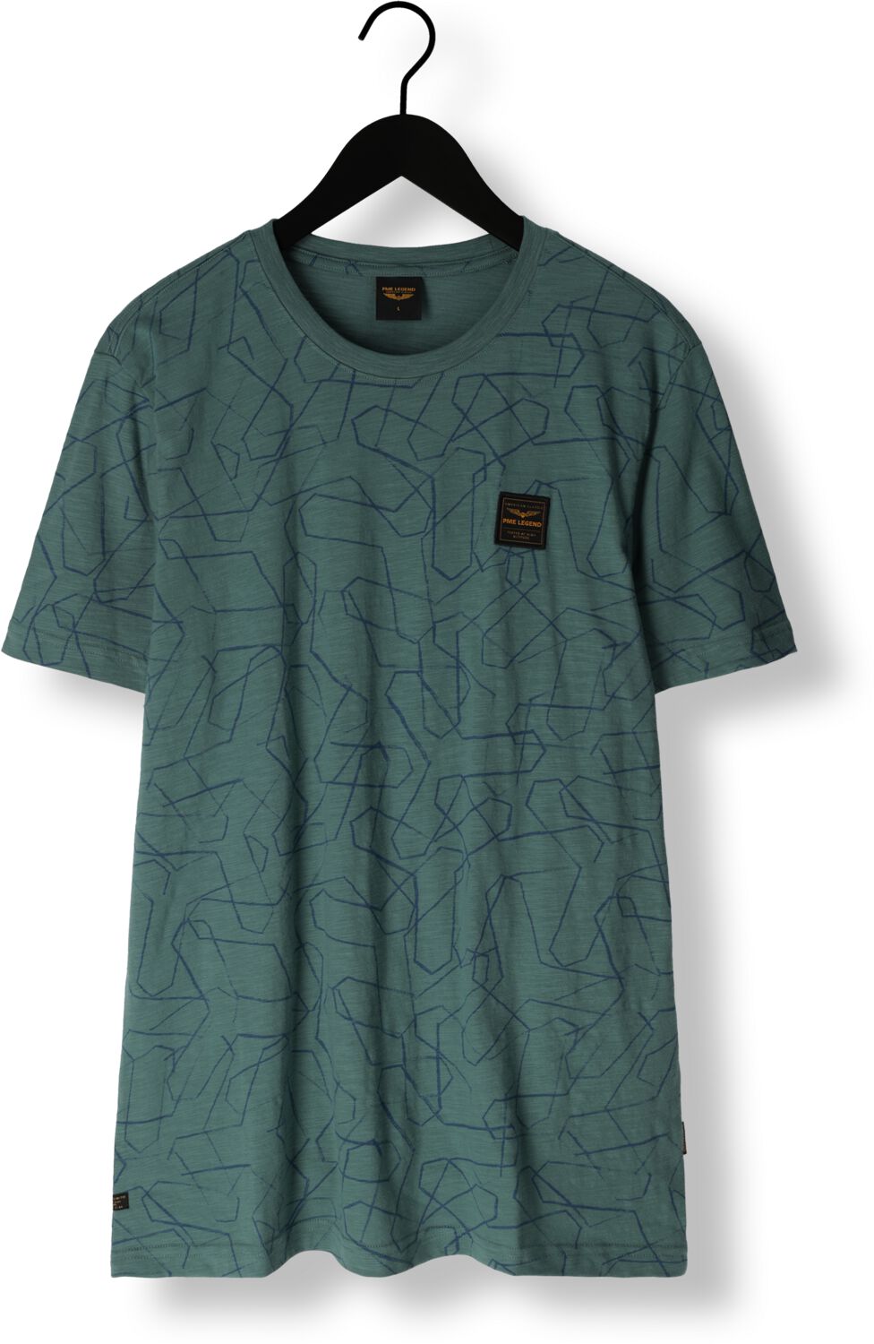 PME LEGEND Heren Polo's & T-shirts Short Sleeve R-neck Slub Jersey Aop Groen