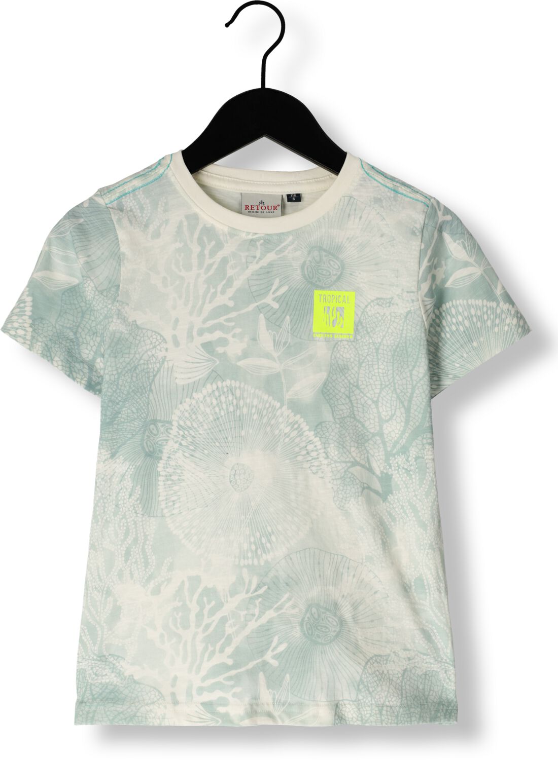 Retour Jeans T-shirt Max met all over print groen ecru Jongens Katoen Ronde hals 170 176