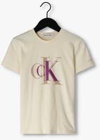 Gebroken wit CALVIN KLEIN T-shirt COLOUR BLOCK MONOGRAM T-SHIRT - medium