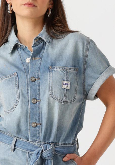 Lichtblauwe LEE Playsuits CHORE SHORTALL - large