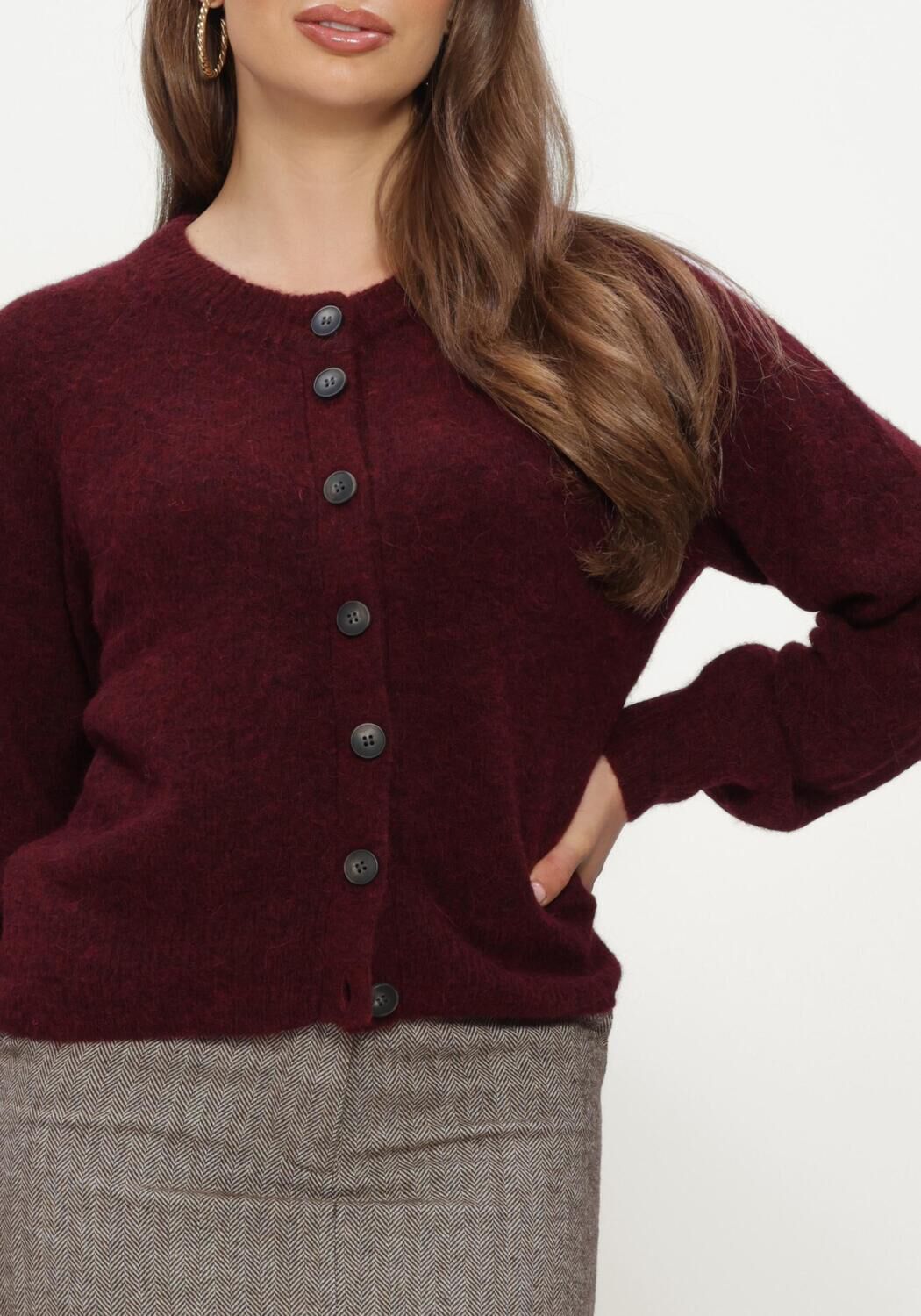 Bordeaux Y.A.S. Vest YASJOHI LS WOOL BLEND CARDIGAN - large