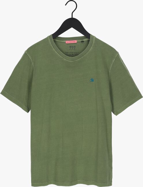 Groene SCOTCH & SODA T-shirt GARMENT-DYED CREWNECK TEE WITH EMBROIDERY LOGO - large