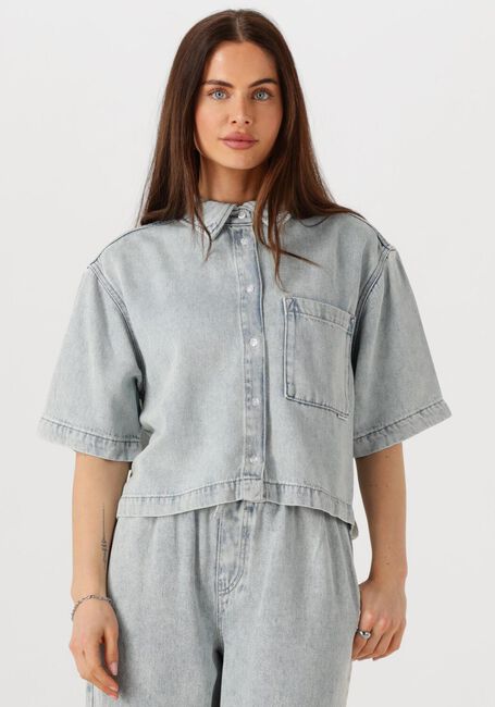 Blauwe CATWALK JUNKIE Blouses SHORT SLEEVE DENIM BLOUSE - large