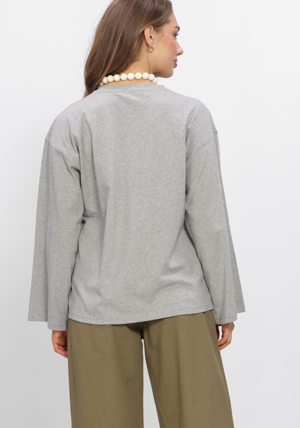 Grijze BOII STUDIOS Top ALBERTO O-NECK BOXY - large