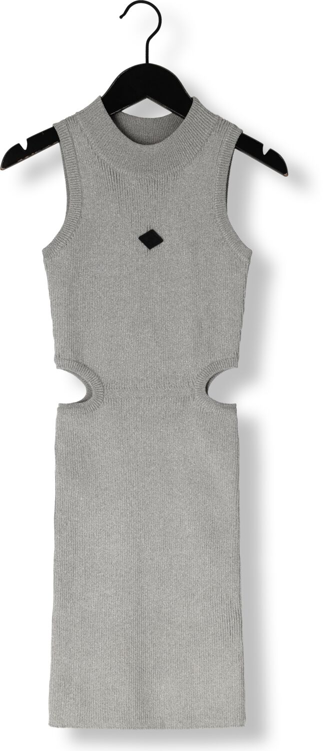 NIK&NIK ribgebreide jurk Jesri zilver Meisjes Viscose Ronde hals Effen 164
