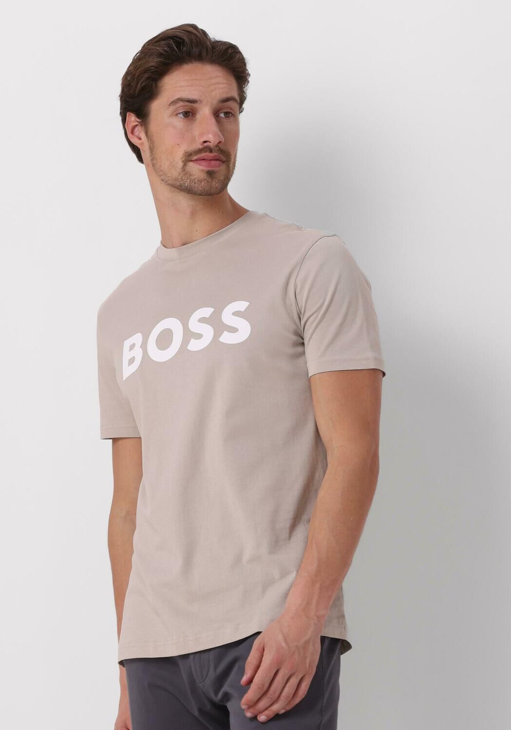 BOSS regular fit T-shirt met printopdruk beige