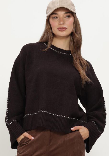 Bruine NEO NOIR Trui ROEME KNIT STITCH BLOUSE - large