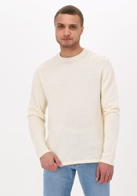 Gebroken wit ANERKJENDT Polo / T-shirt AKSAIL COTTON LINEN KNIT - large