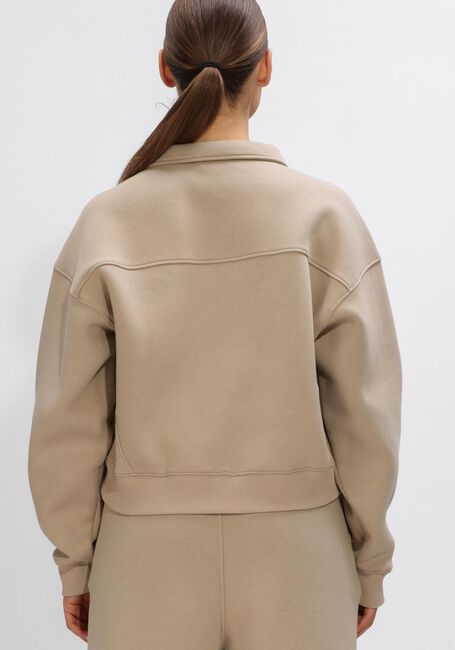 Beige THE LOLA CLUB Trui JAYLA HALF ZIP SWEATER - large