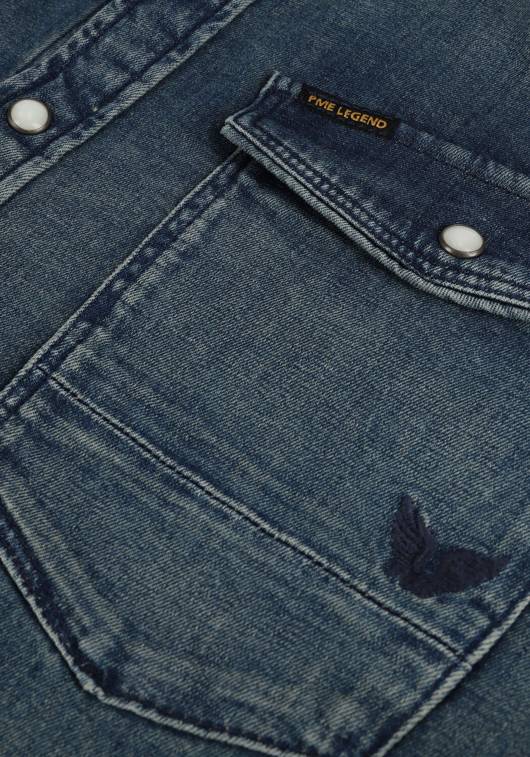 Donkerblauwe PME LEGEND Spijkerjas LONG SLEEVE SHIRT TINTED BLUE VINTAGE - large