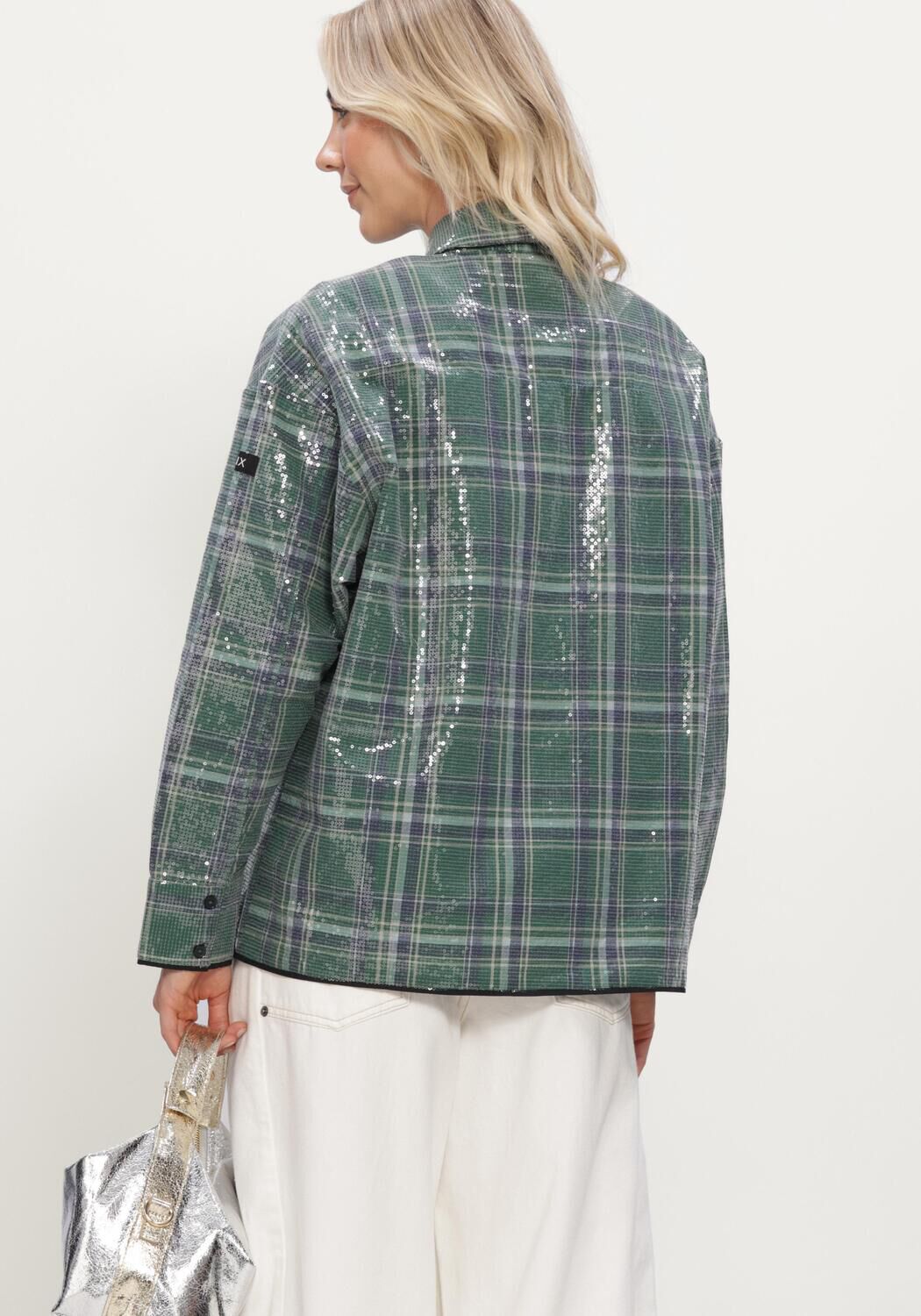 Groene ALIX THE LABEL Blouses LADIES WOVEN SEQUINS CHECK BLOUSE - large