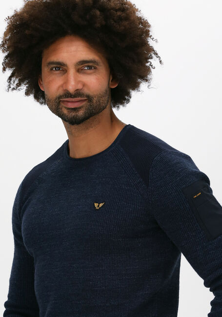 Blauwe PME LEGEND Trui R-NECK COTTON RIB KNIT - large