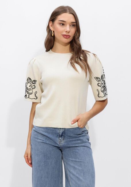 Creme OBJECT Trui OBJFLORA 2/4 RE KNIT PULLOVER - large