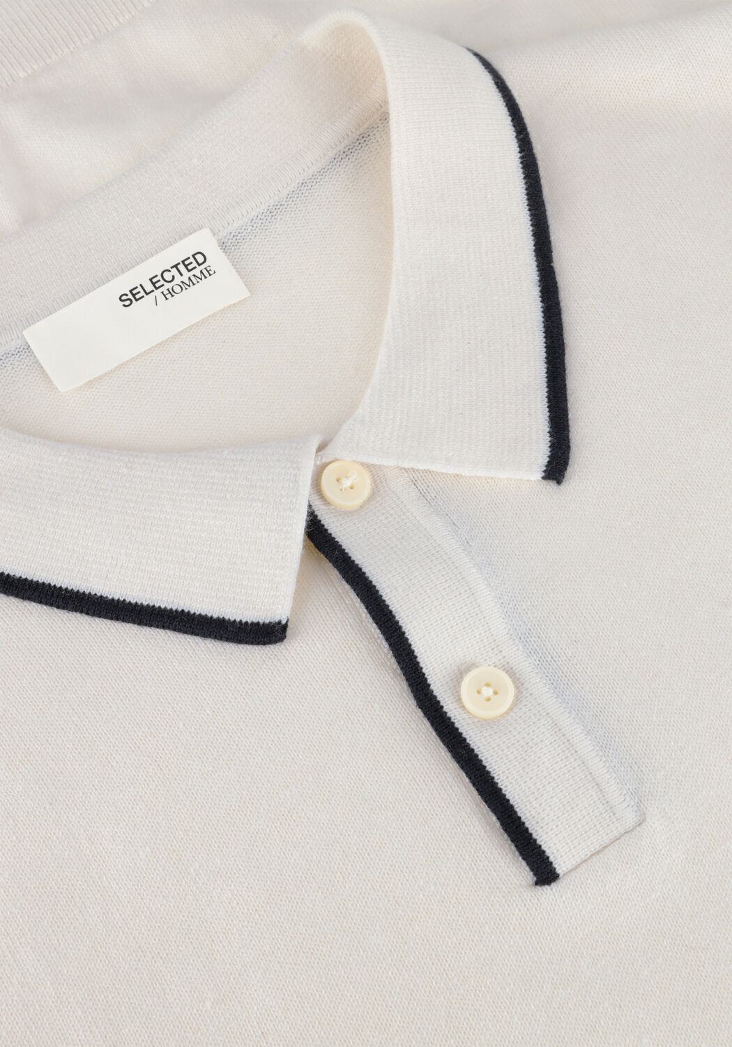 Witte SELECTED MEN Polo SLHFAVE SPORT ZIP SS POLO NOOS - large