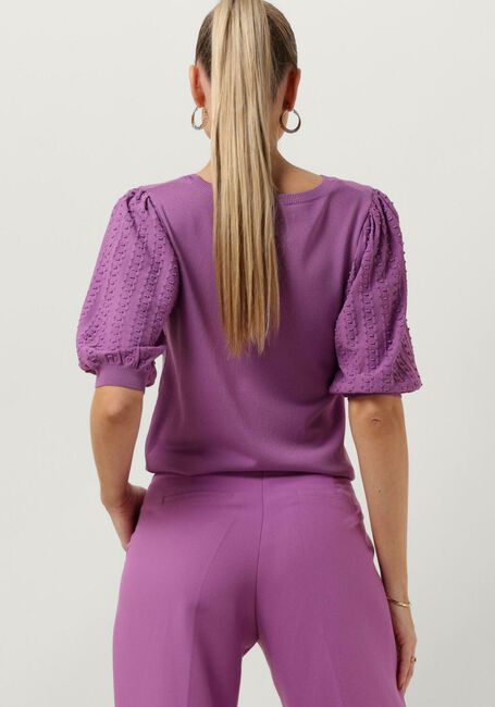 Paarse JANSEN AMSTERDAM Top K136 KNITTED TOP 3/4 PUFFED SLEEVE - large